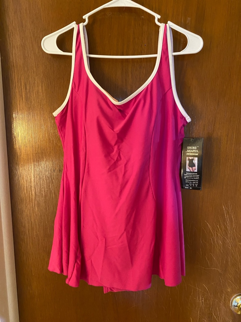 Pink Tankini one-piece with White Trim